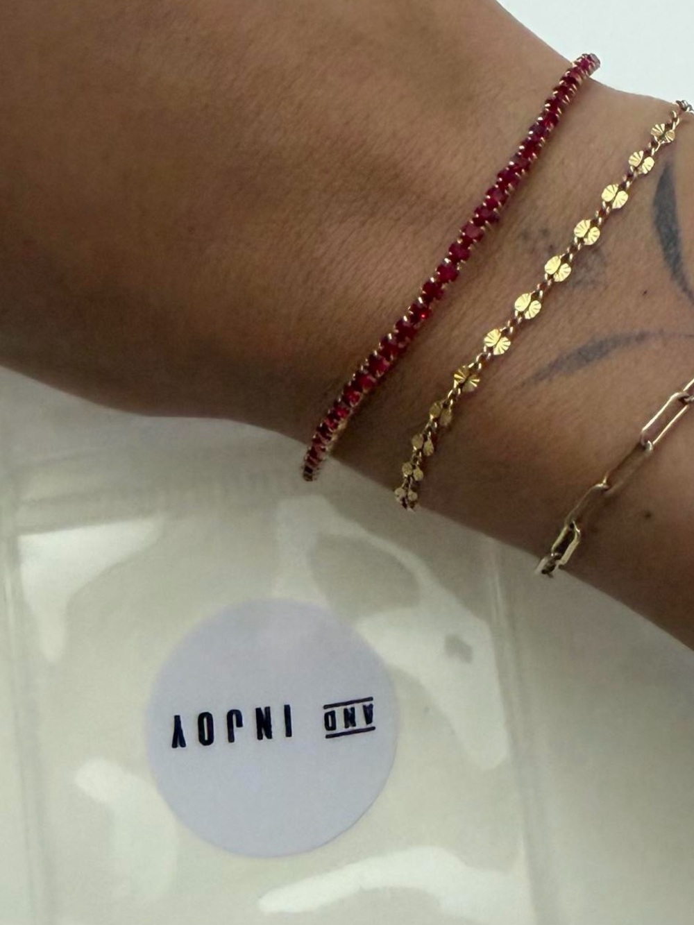 and injoy euro dark red and gold tennis bracelet